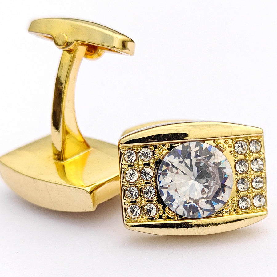 Zircon Stone with small white stone Gold & Silver Base cufflink for Men 00033